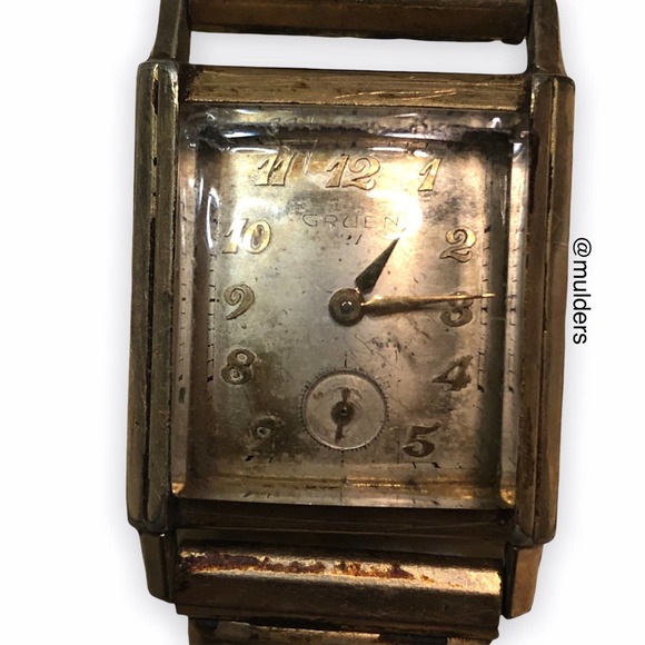Vintage Mens Gruen Wrist Square Gold Tone Watch - Doesn't Run, For Parts - Picture 1 of 13